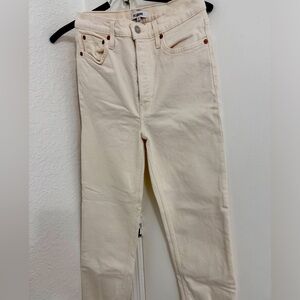 Redone cream jeans pants size 27 new